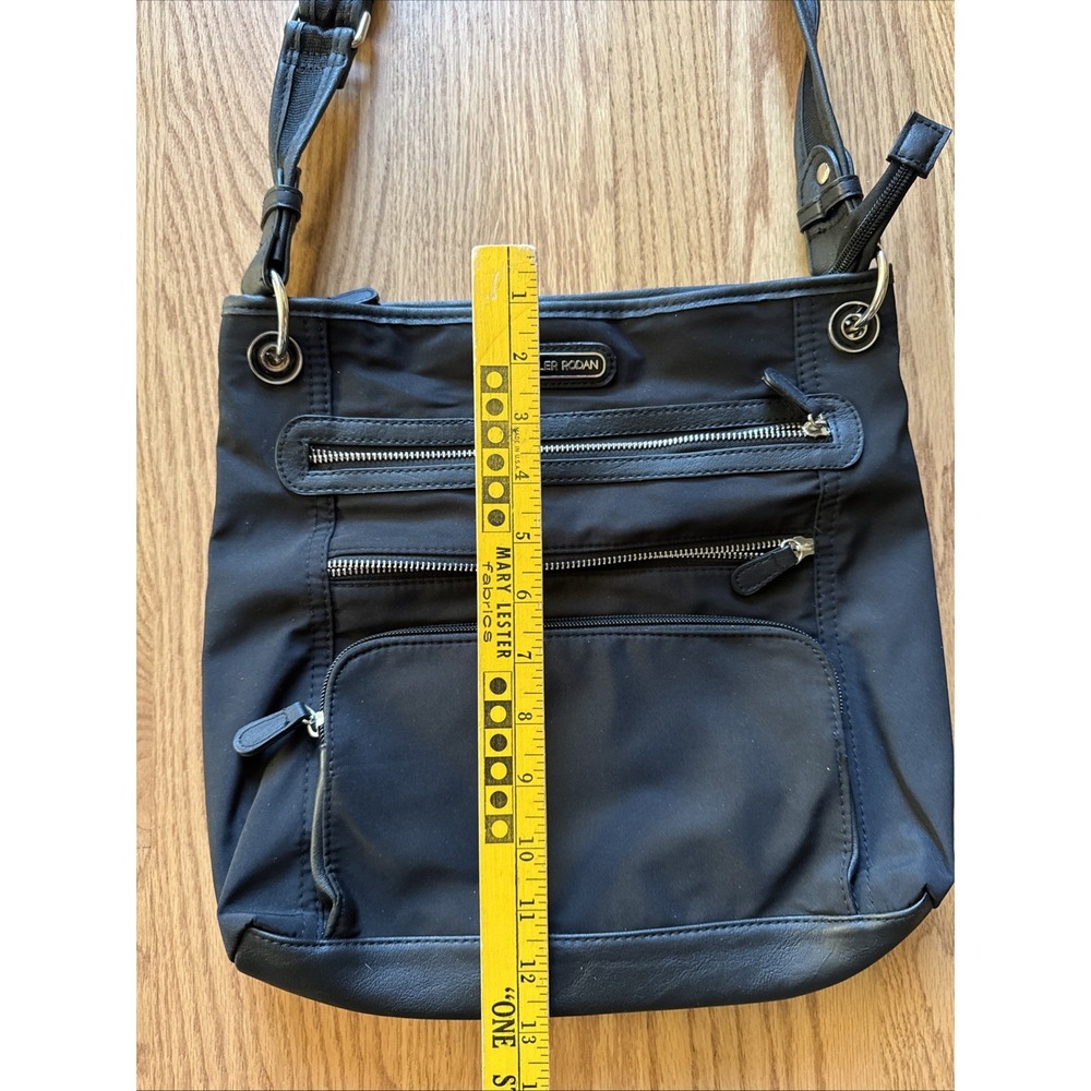 NWT Tyler Rodan Purse Crossbody Bag Black Triple Zippered Pockets 13"x13" NEW - Picture 6 of 11